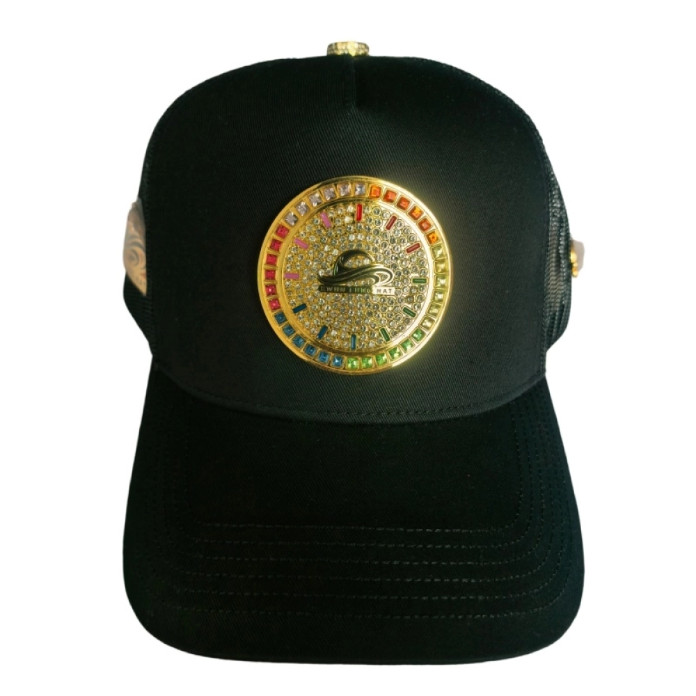 Metal badge  Baseball Caps Gold Plated with Rhinestones