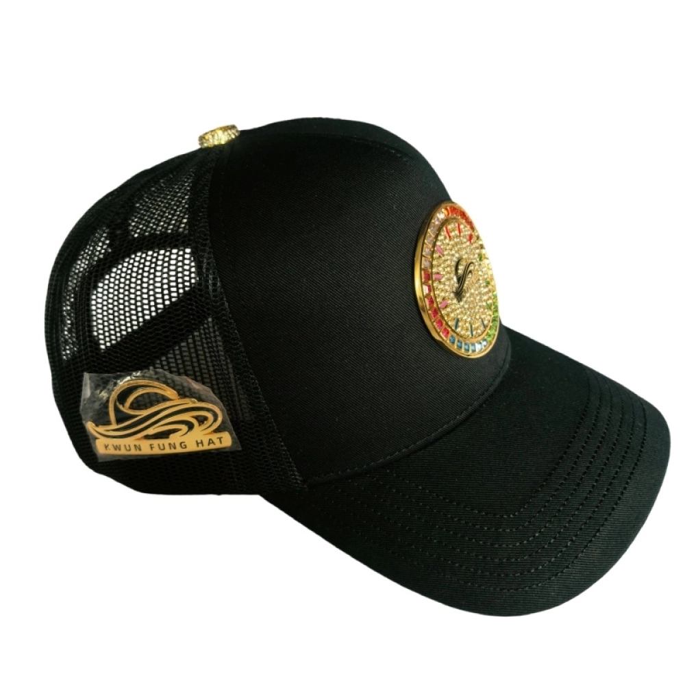 Metal badge  Baseball Caps Gold Plated with Rhinestones