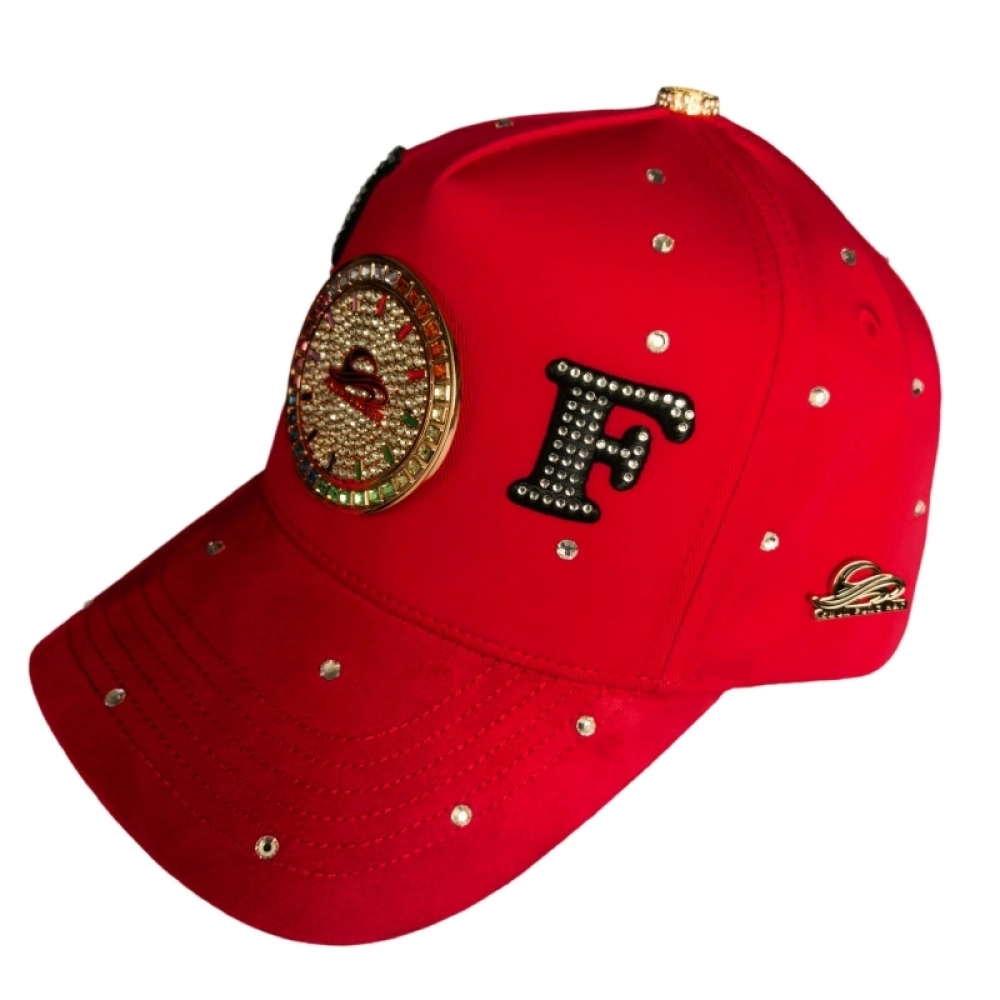 Rhinestone Metal Badge Red Baseball Caps HotFitted