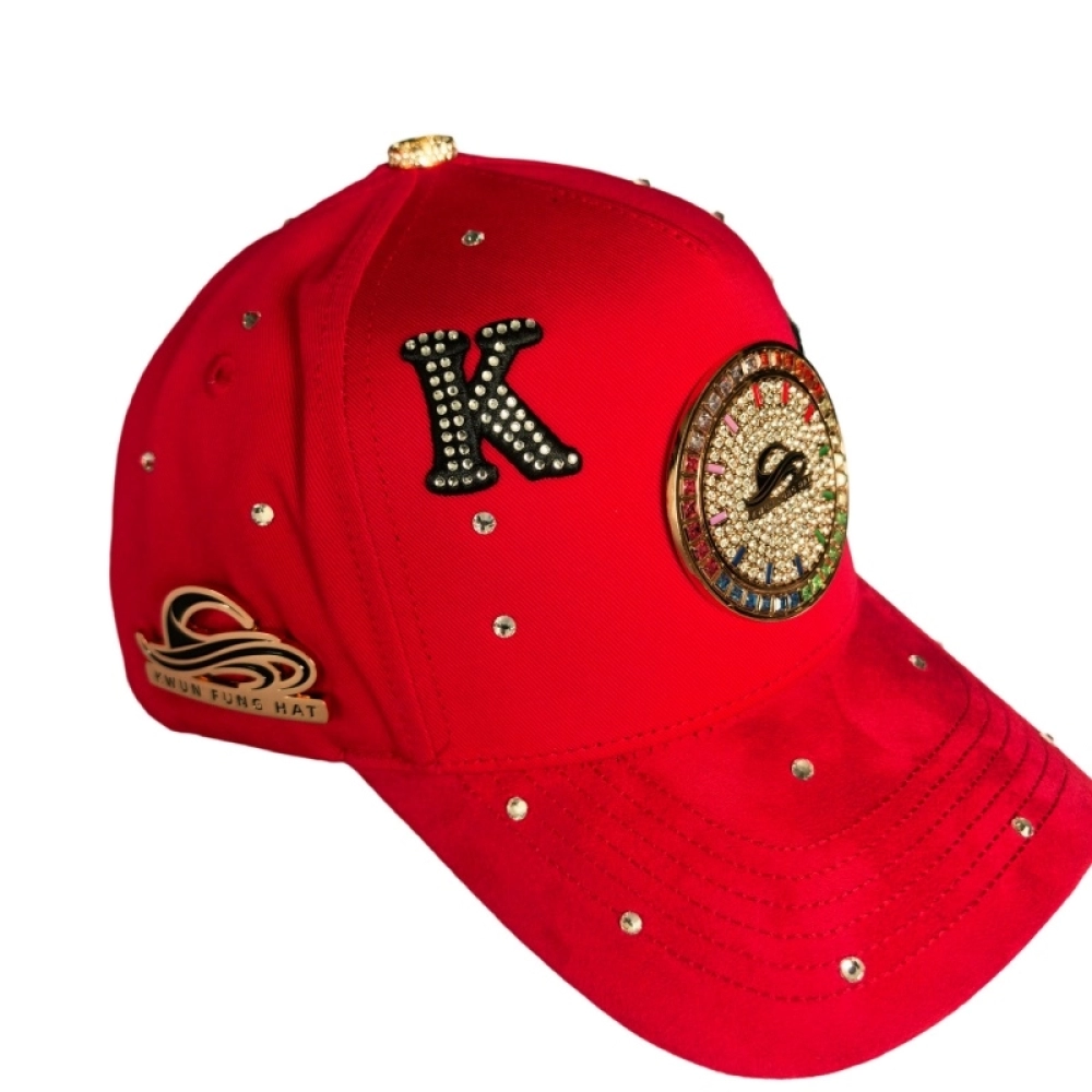 Rhinestone Metal Badge Red Baseball Caps HotFitted