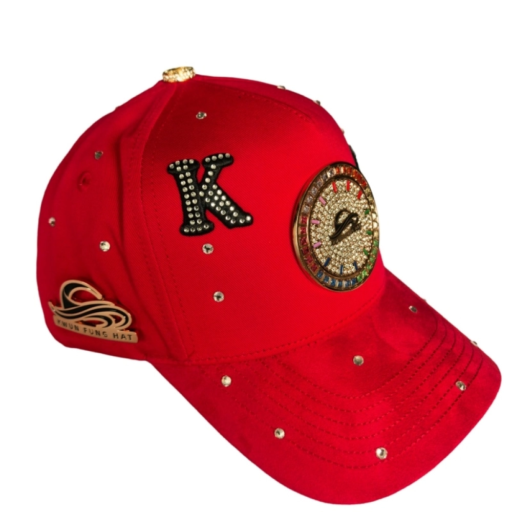Rhinestone Metal Badge Red Baseball Caps HotFitted