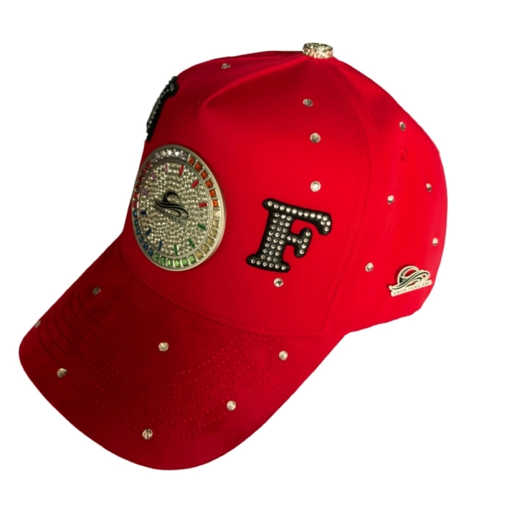 24K Gold Plated Metal Badge Caps Rhinestone HotFitted High Class Hats