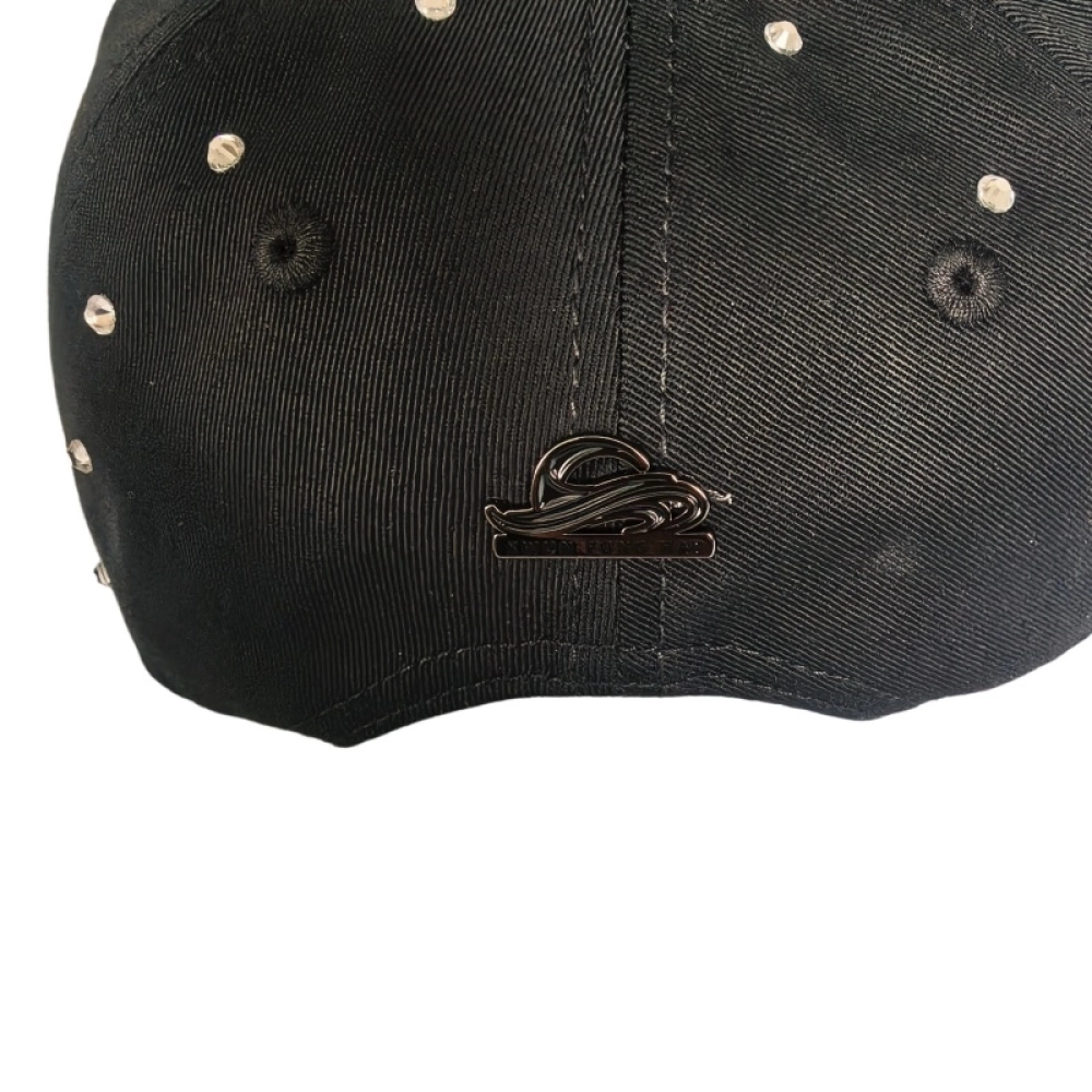 Black Nickel Metal badge Caps Rhinestone hotfixed and Inserted into the badges