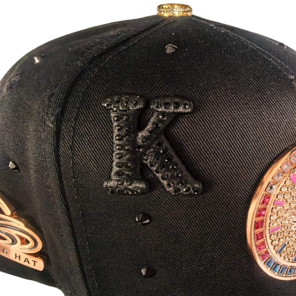 Custom MetalLogo Embroidered Snackback Caps Rhinestone high quality requirement.