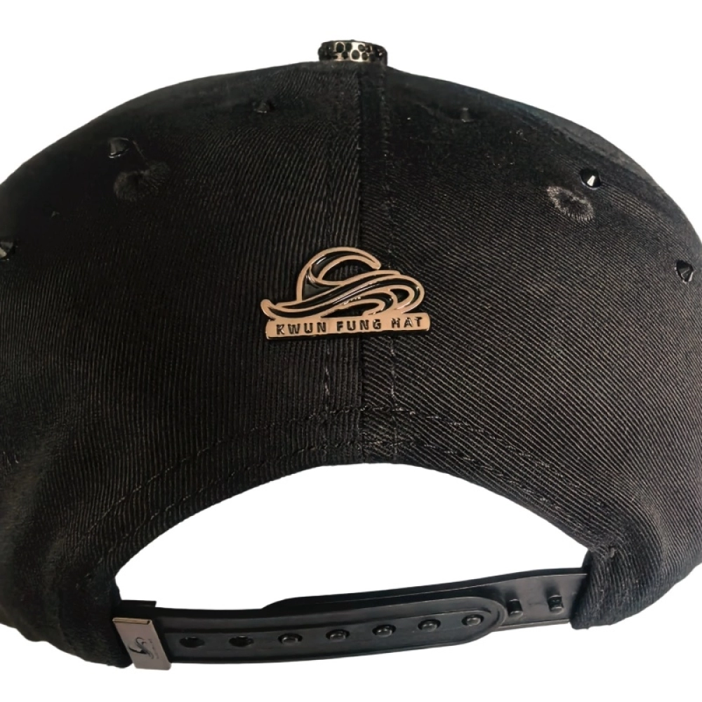 Matt Black Nickel Plated Metal badge caps or snapback Rhinestone Hats Available