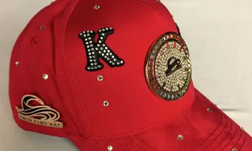 Metal Badge Caps Clock style Rhinestone insterted red Baseball Caps