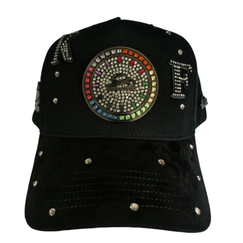 Black Nickel Metal badge Caps Rhinestone hotfixed and Inserted into the badges